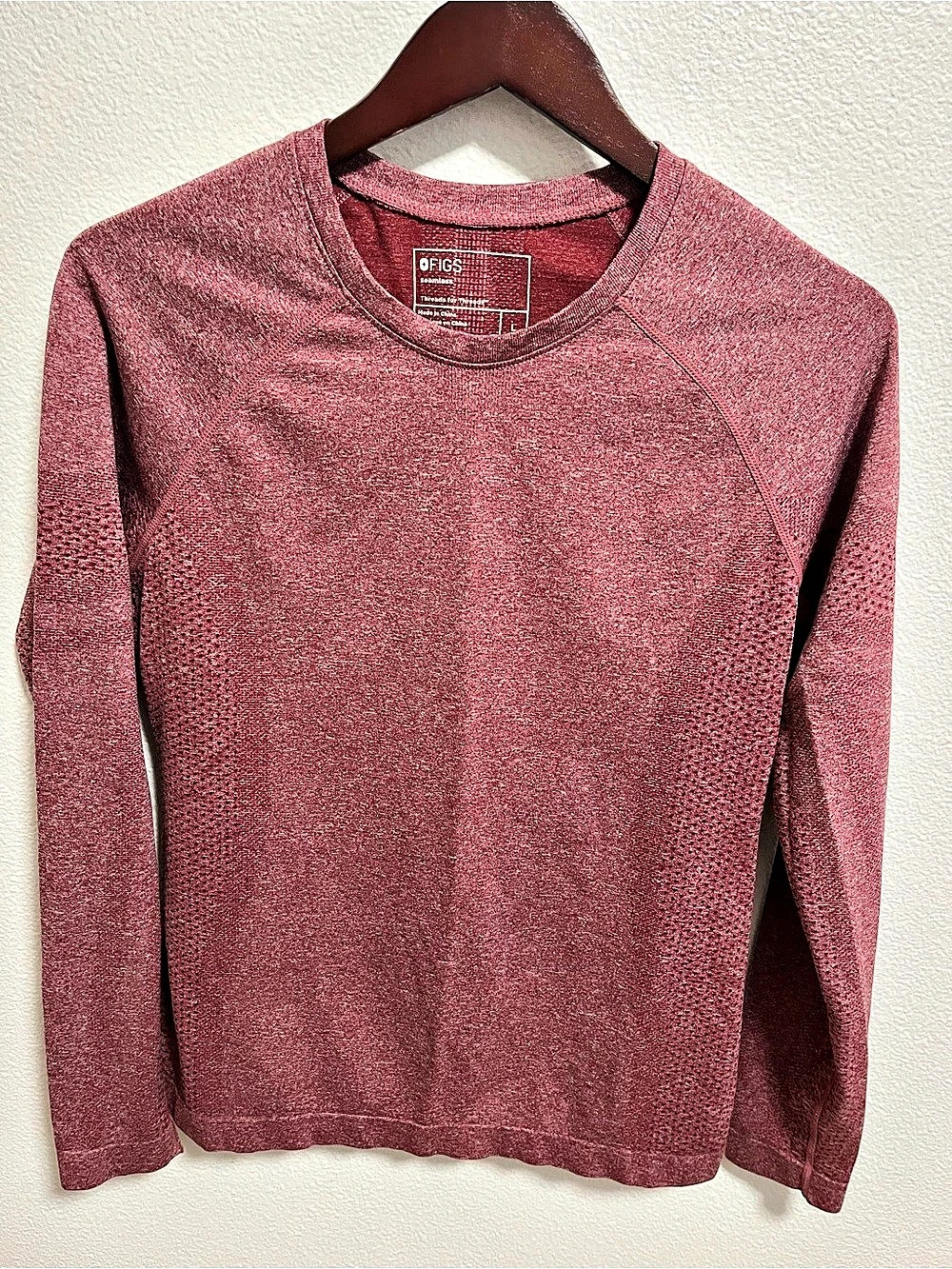 FIGS Salta Seamless Long-Sleeve Underscrub Dark Cherry Large